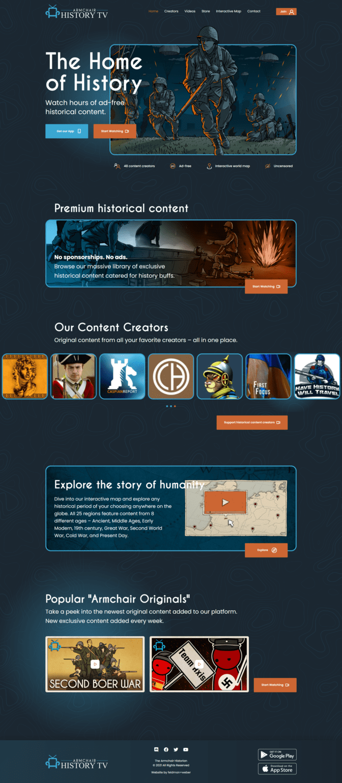 Armchair History Website Design