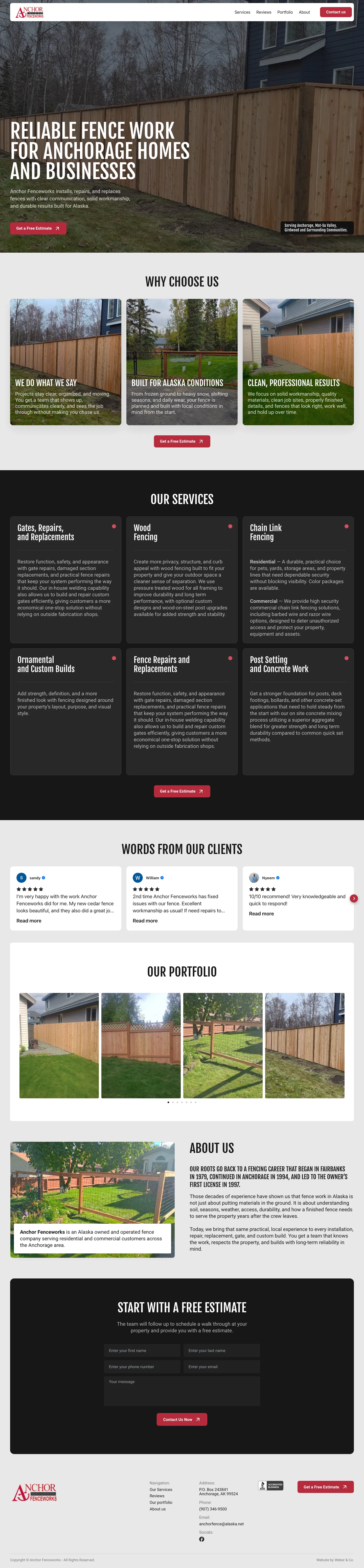 Anchor Fenceworks website screenshot