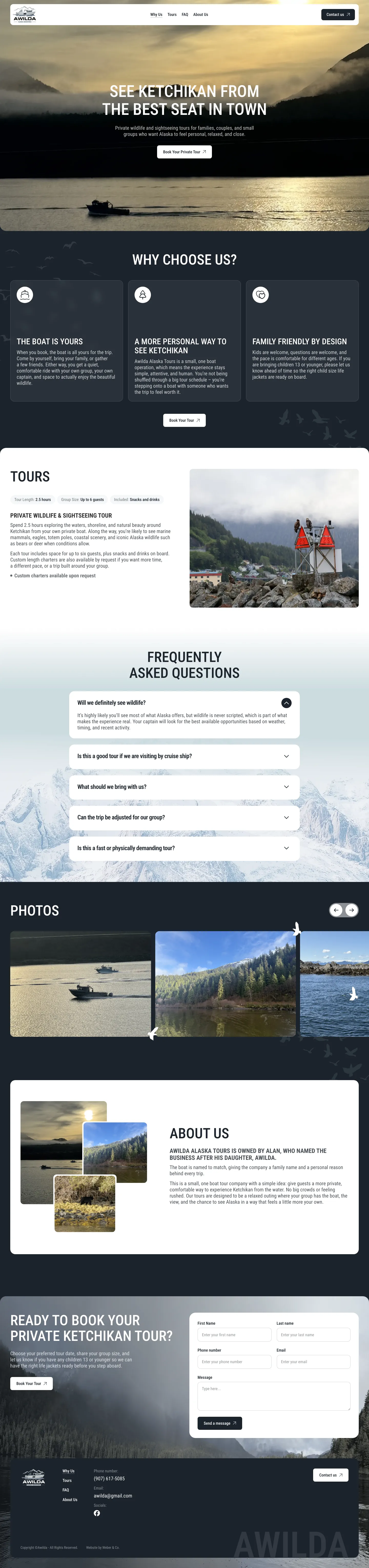 Awilda Alaska Adventures website screenshot