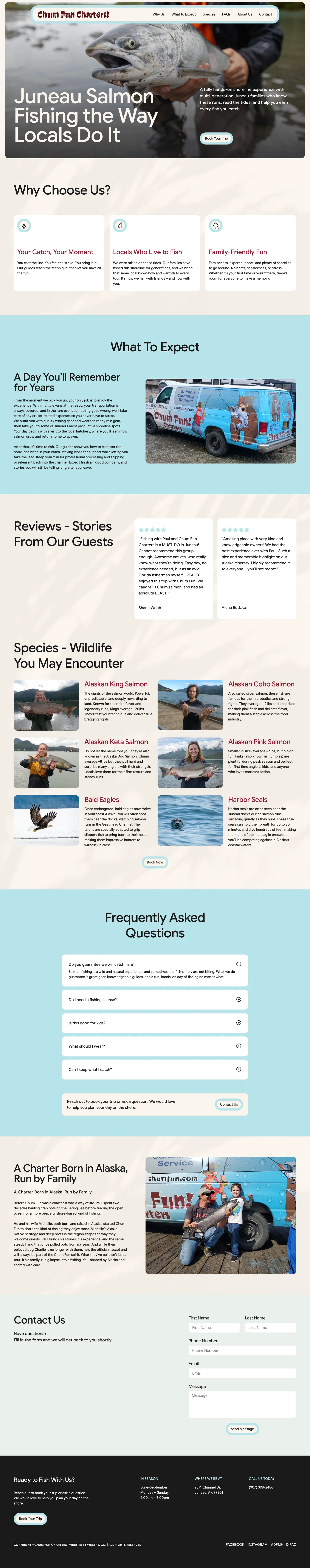 Chum Fun Charters website screenshot