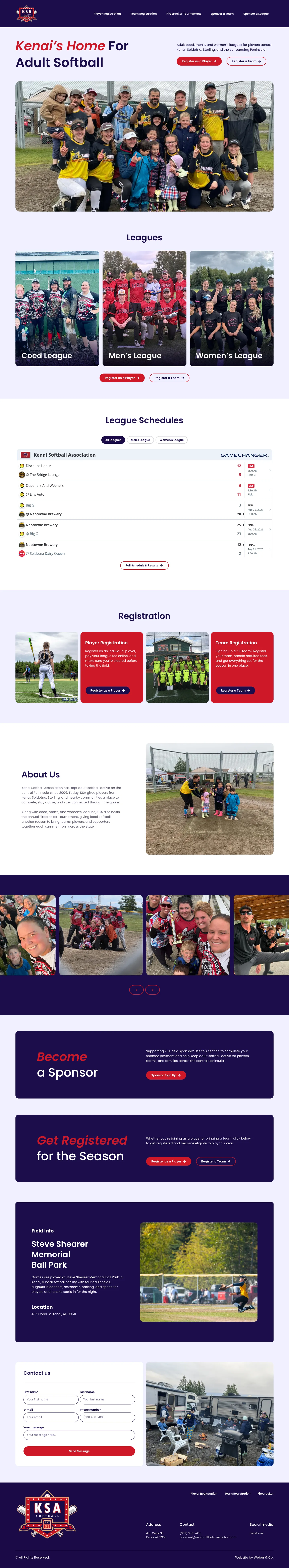 Kenai Softball Association website screenshot