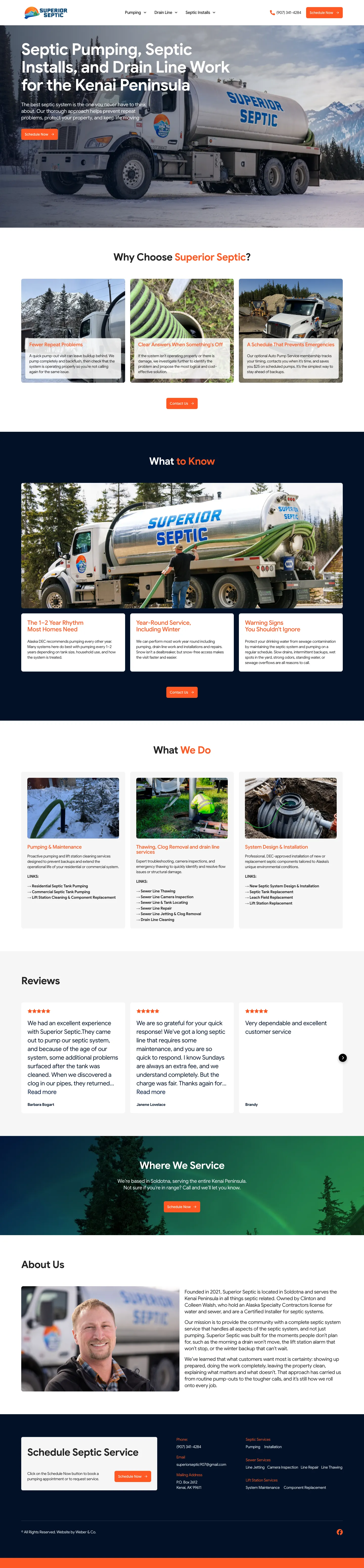 Superior Septic website screenshot